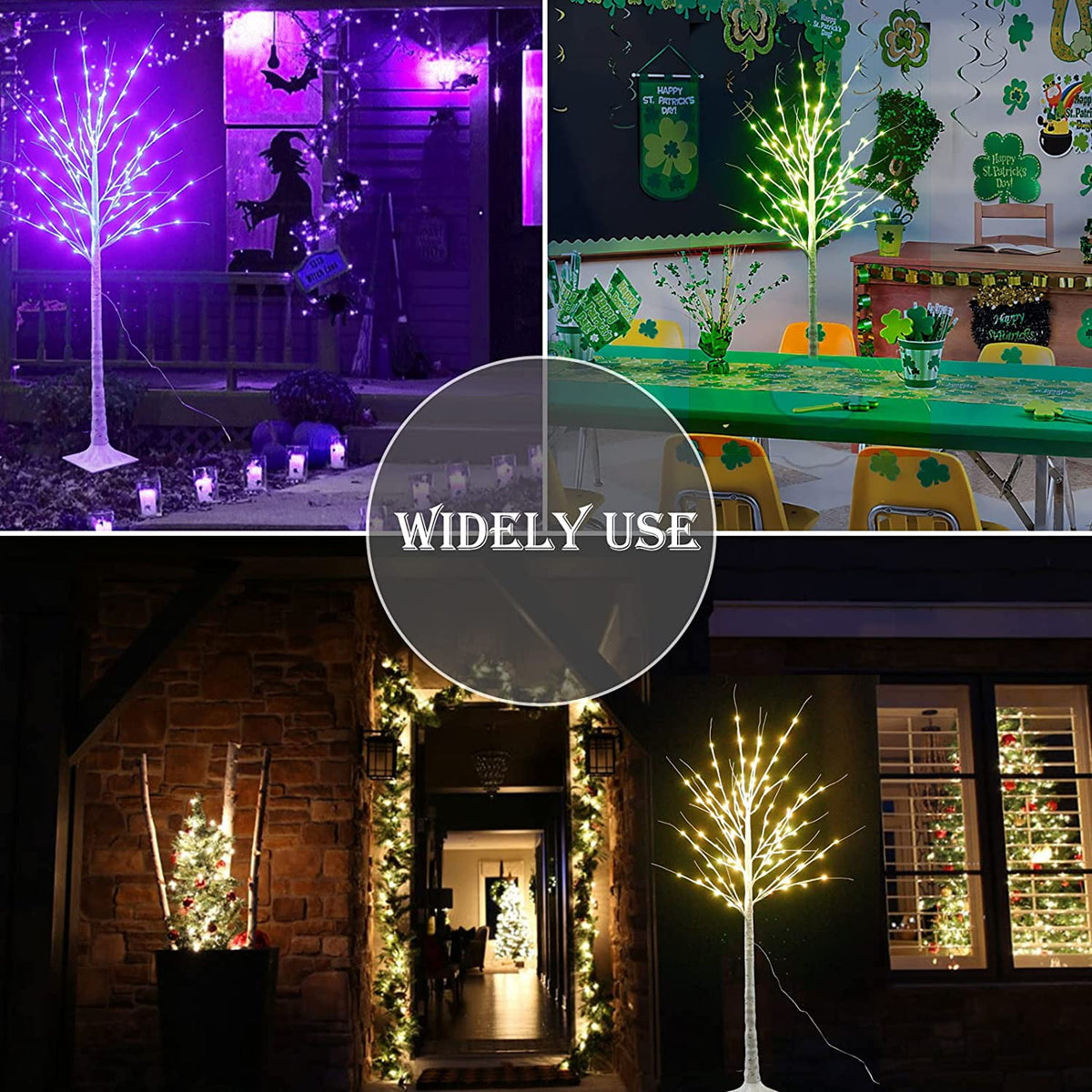 6FT Lighted Birch Tree for Halloween Decorations, 35 Colors Birch Tree with 120 LED Lights Color Changing, White Trees with Multicolor Lights Remote Timer for Home Holiday Party Indoor Outdoor