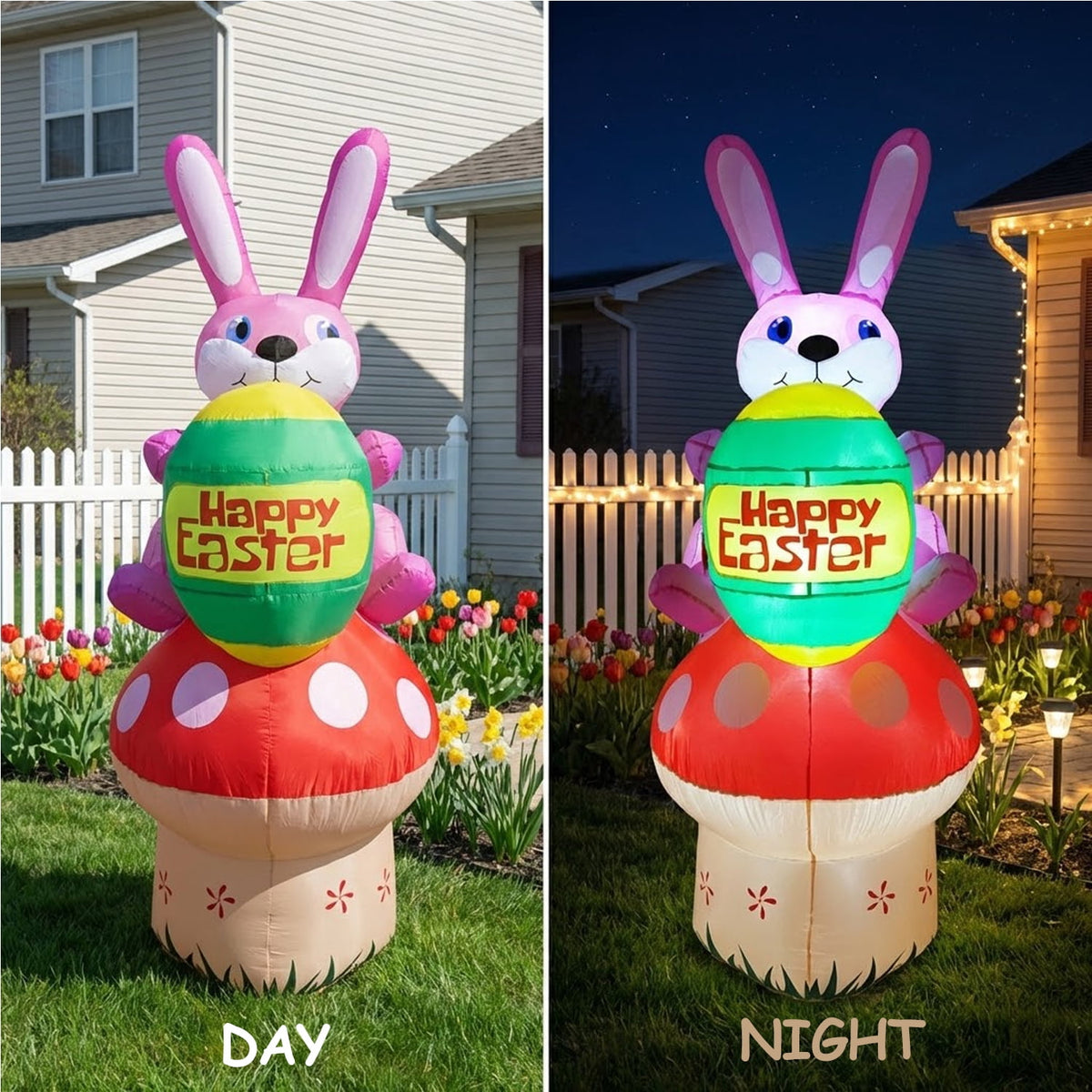 7.9 FT Halloween Inflatable Pumpkin & Ghost Yard Decoration, Pumpkins with Witch Hat, 7 LED Lights, Outdoor Blow Up Decor