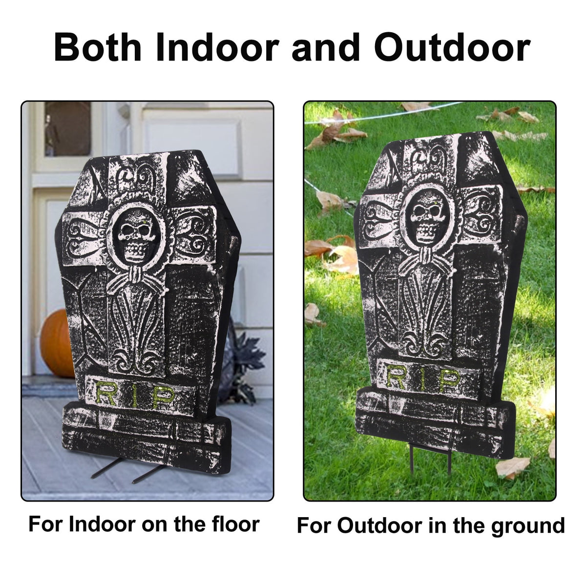 Halloween Foam RIP Graveyard Tombstones, 7Pack(3 x L-Size + 4 x XL-Size) Foam Tombstone for Halloween Party Outdoor Decorations