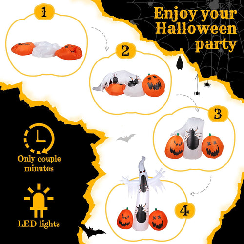 11.8FT Halloween Inflatable Ghost Spider Pumpkin Decoration with LED Lights for Yard Garden Party