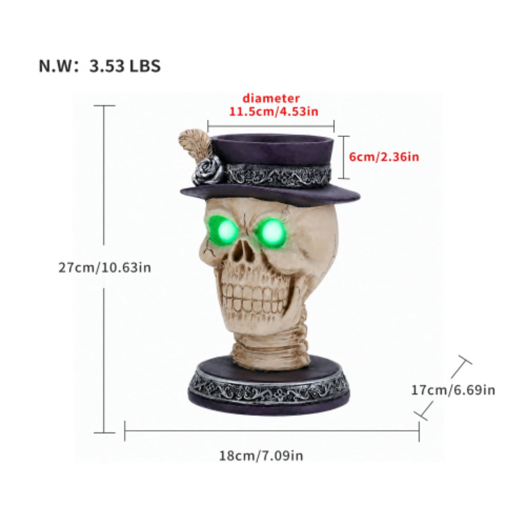 SpookHaven Halloween Ghost Resin Figurine, Light‑Up Ghost Statue with LED Glowing Green Eyes for Spooky Tabletop & Haunted House Party Decor