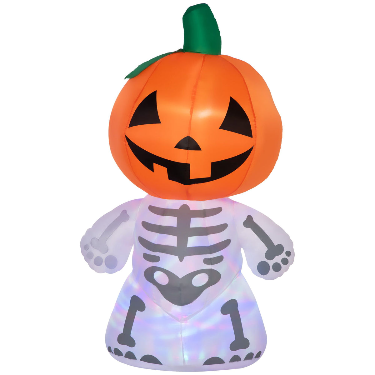 6ft Rotating LED Halloween Skeleton Ghost with Pumpkin Head for Outdoor Yard Decorations