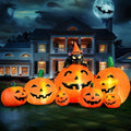 7 FT Halloween Inflatable 7 Pumpkins with Witch Cat LED Outdoor Yard Decoration