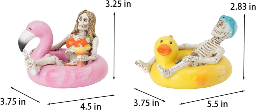 Halloween Skeleton Statue in Bikini Sunglasses for Summer and Spooky Decor