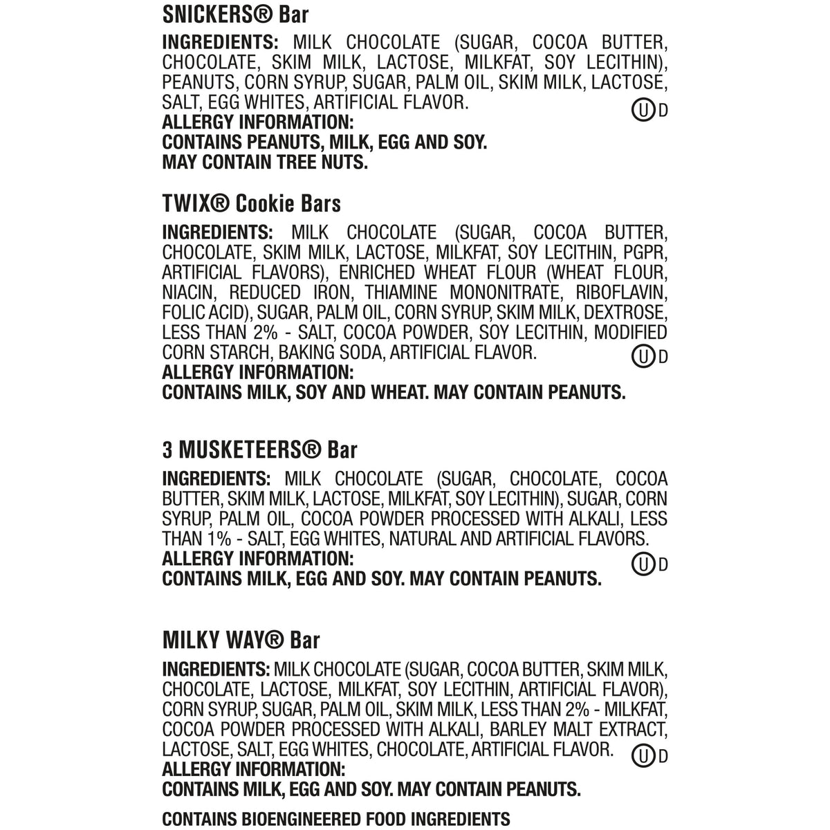 Snickers, Twix, Milky Way & 3 Musketeers Variety Pack Halloween Milk Chocolate Candy Bars -18 Count Box