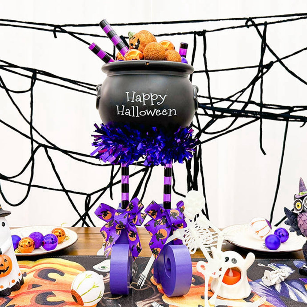 Witch Halloween Decorations Cauldron Halloween Decor Large Cauldron Halloween Decor with Glow Skeleton Indoor Halloween Table Decor Halloween Party Decor Spooky Halloween Bucket