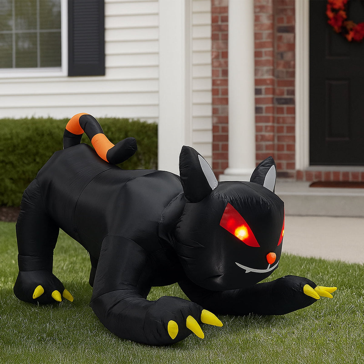6.5ft Animated Halloween Inflatable Black Cat with Moving Head and LED Lights for Yard Decor