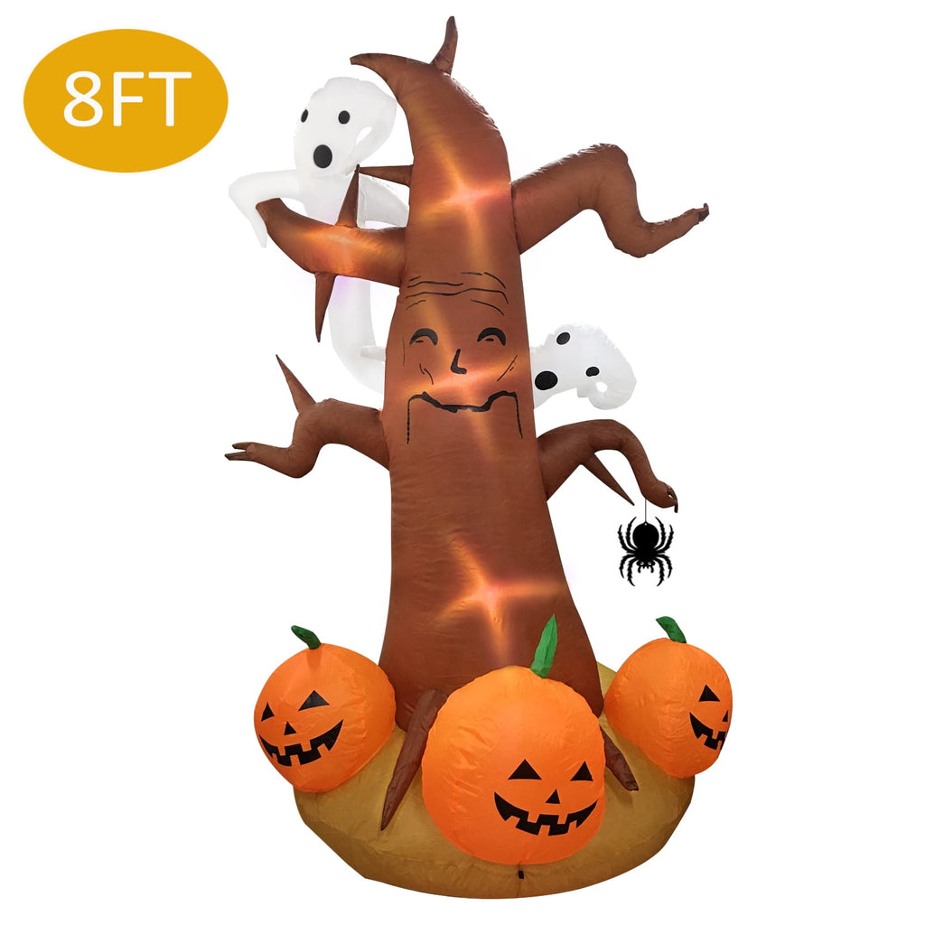Gamexcel 8 ft Halloween Inflatable Pumpkin, Giant Lighted Jack-O'-Lantern Blow Up Yard Decoration Waterproof with LED, Blower, Stakes and Tethers
