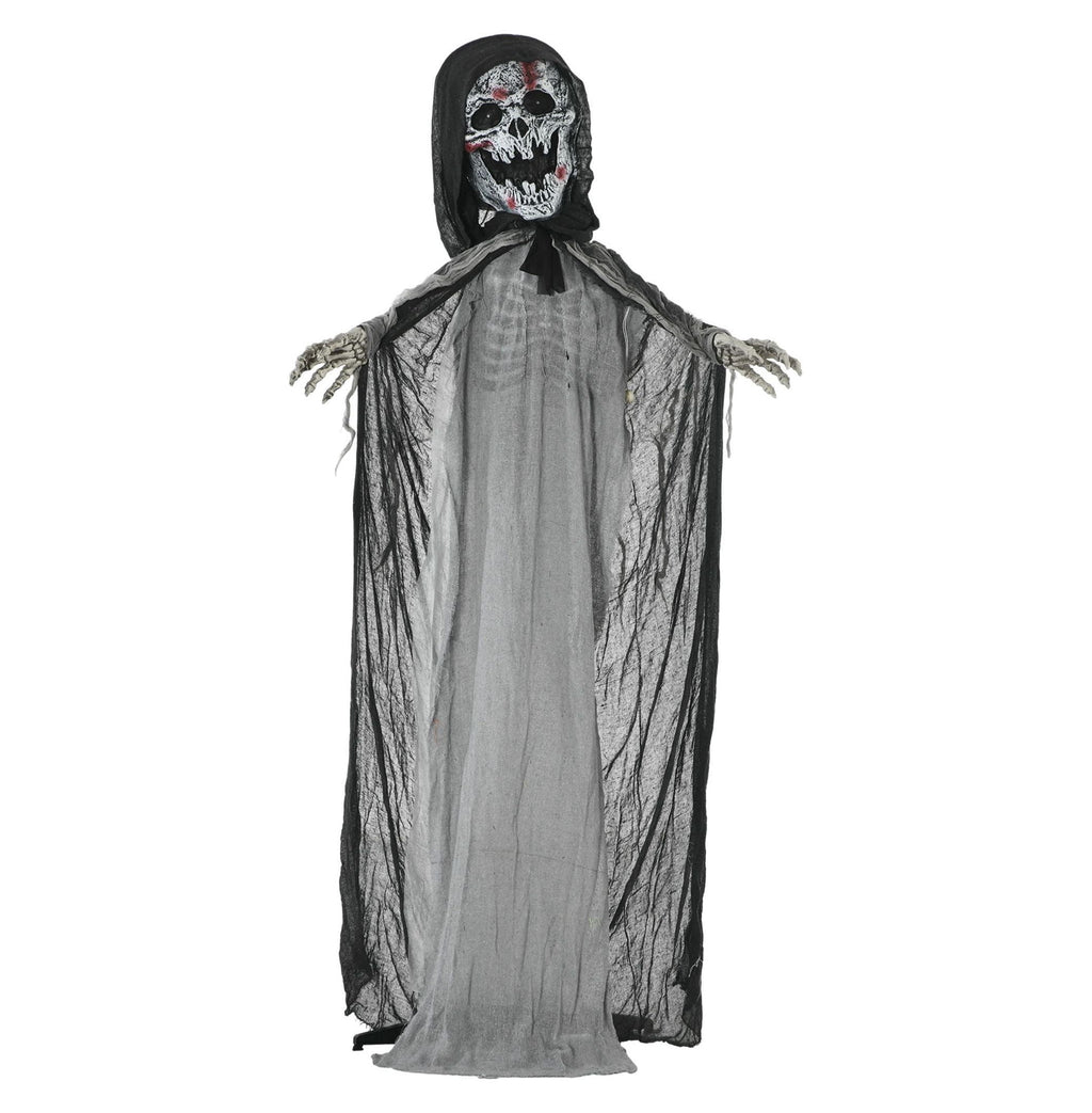 Halloween Witch Decoration Animated Prop - 74" Skeleton with Light Up Eyes & Howling Sound - Indoor/Outdoor Spooky Decor for Yard, Parties