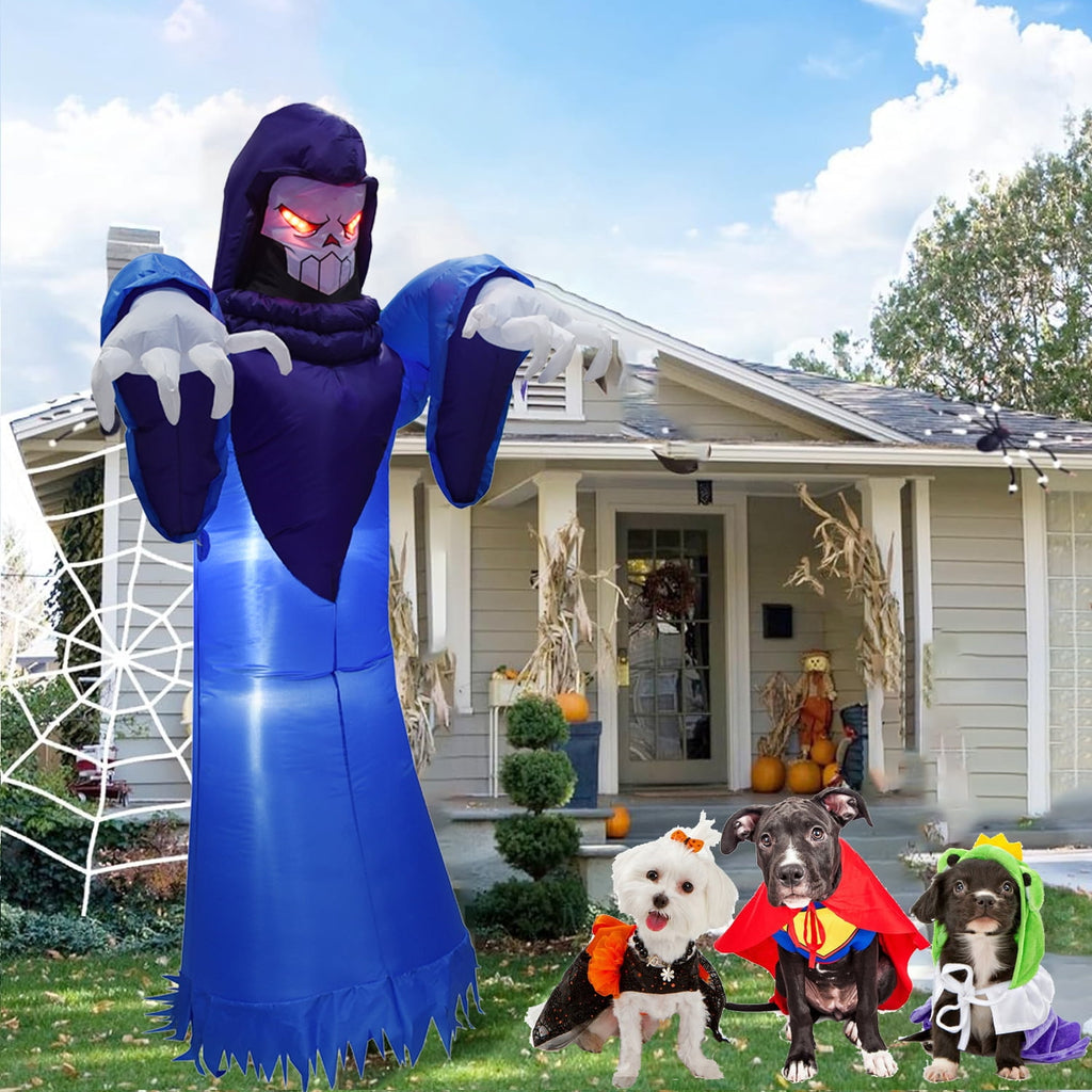 KINQUINN 7.55 Ft Giant Halloween Inflatable Decorations Outdoor Blow Up Grim Reaper Ghost LED Lights Stakes Tethers Yard Garden Lawn Home Party Holiday Outside Decor