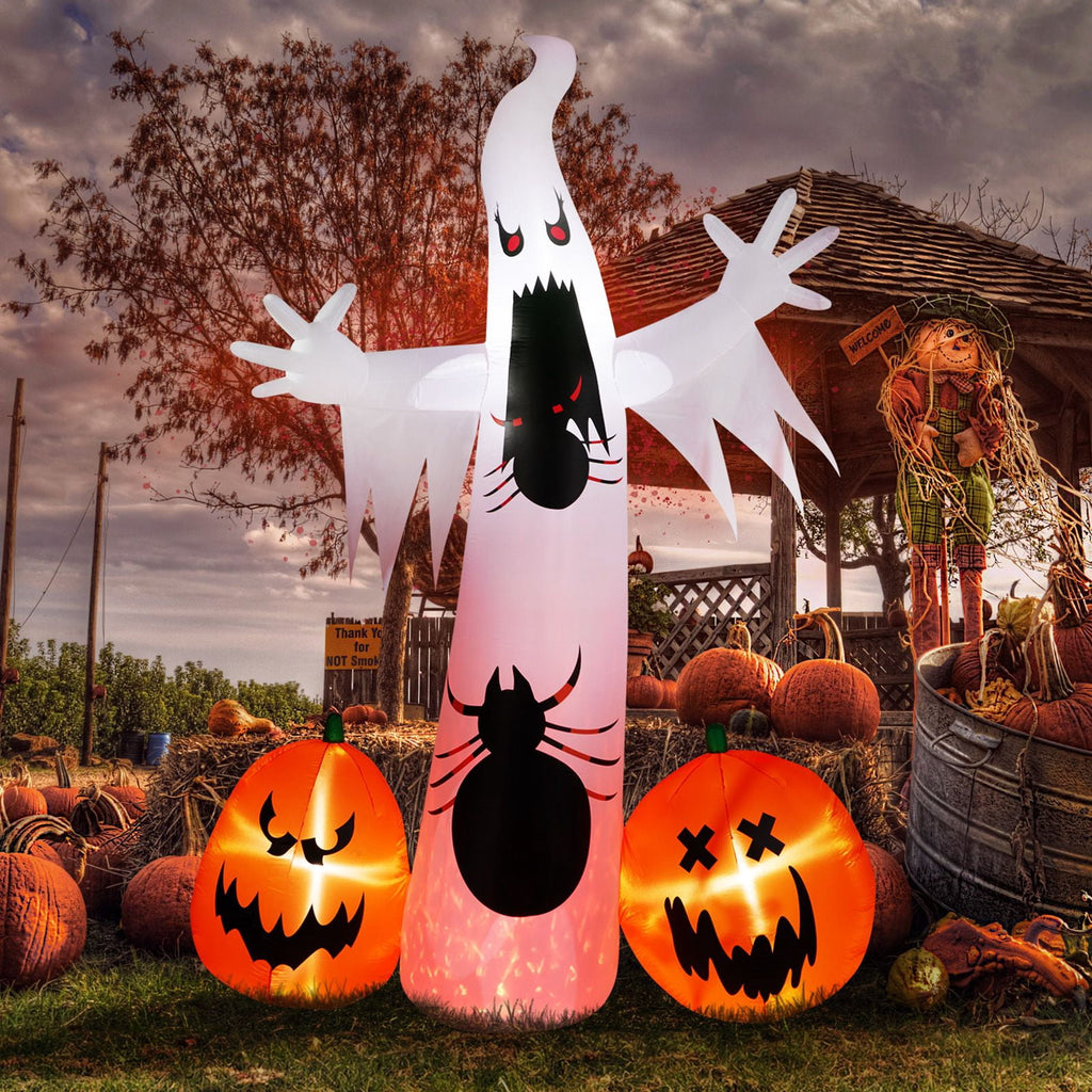 11.8FT Halloween Inflatable Ghost Spider Pumpkin Decoration with LED Lights for Yard Garden Party