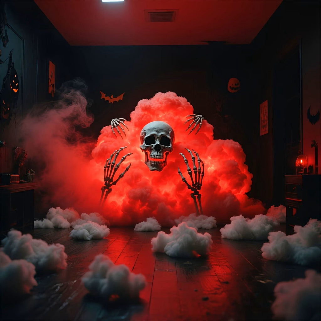 DIY Thundercloud Lamp Set with Interactive Skeleton Model - Unique LED Cloud Light for Atmospheric Decor, Features 4 Skeletal Hands and 1 Skull Head for Customizable Arrangements