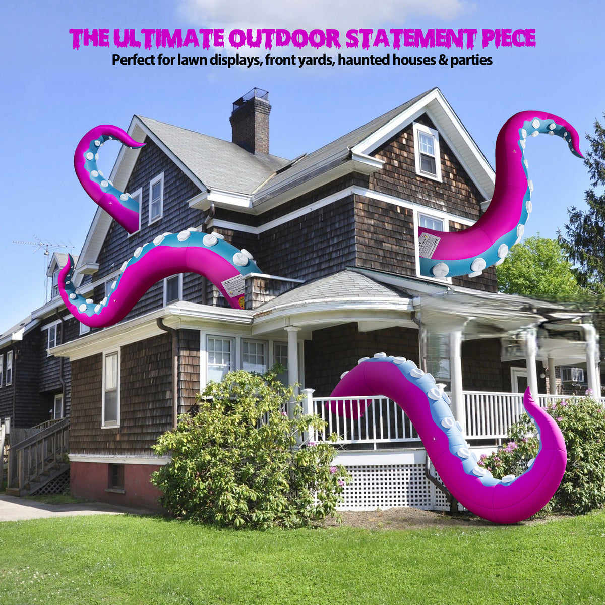 Wellcomer 10x8ft Inflatable Tentacles with Color-changing LED & Built-in Blower - Halloween Outdoor Decor (1 Pc)