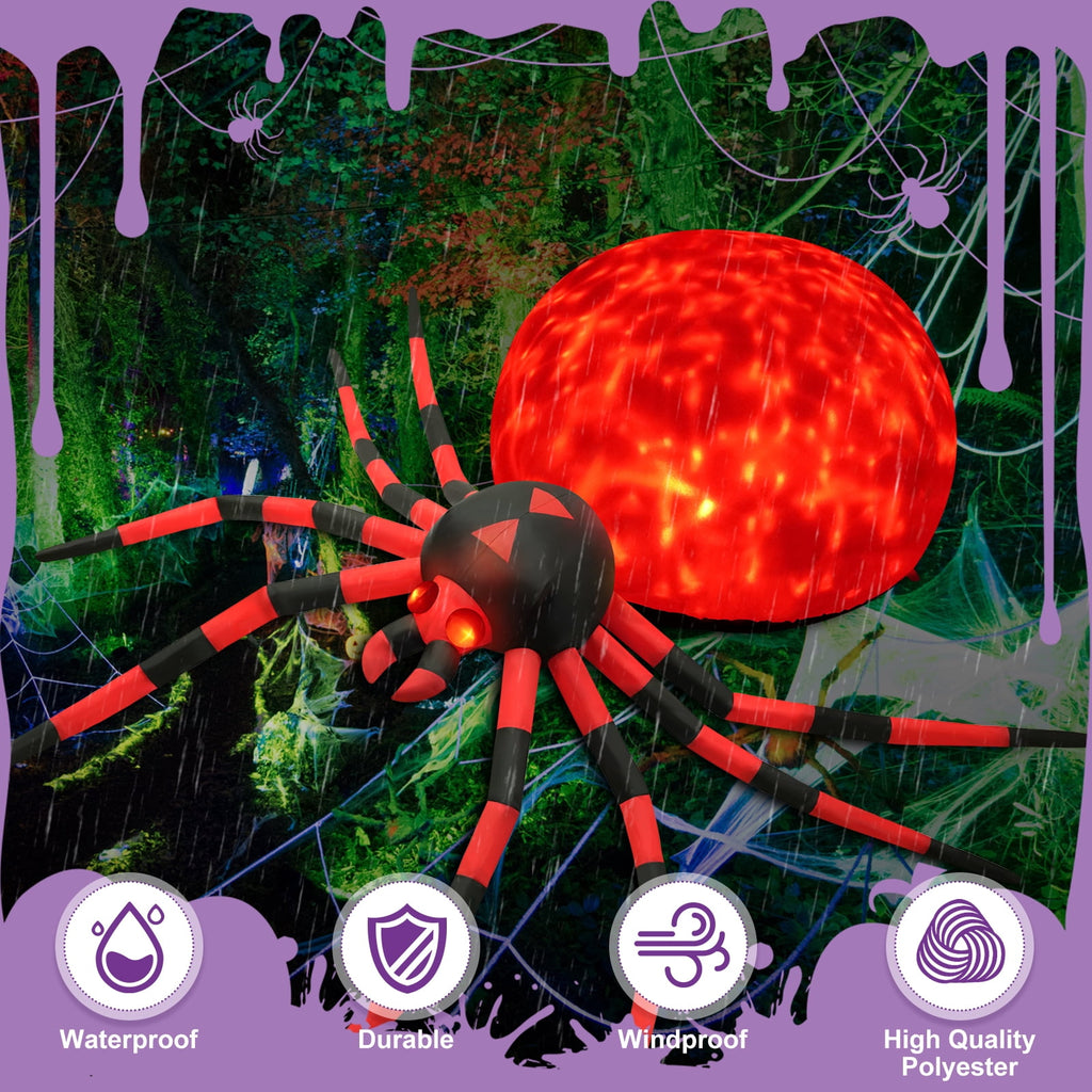 Yexmas 12FT Halloween Inflatables Outdoor Decorations Giant Spider Decorations with LED Lights and Air Pump Blow up Inflatable Green