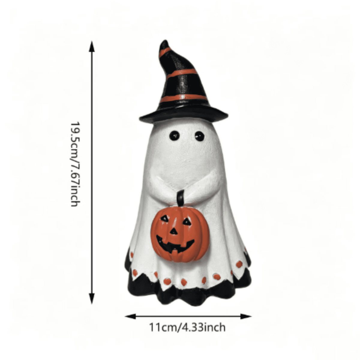 Halloween Decorations Outdoor, Lighted Hanging Ghost Decor with Witch Hat & Broom, LED Flying Ghost Decoration for Porch, Yard, Tree, Patio, Haunted House & Indoor Party 43.3in