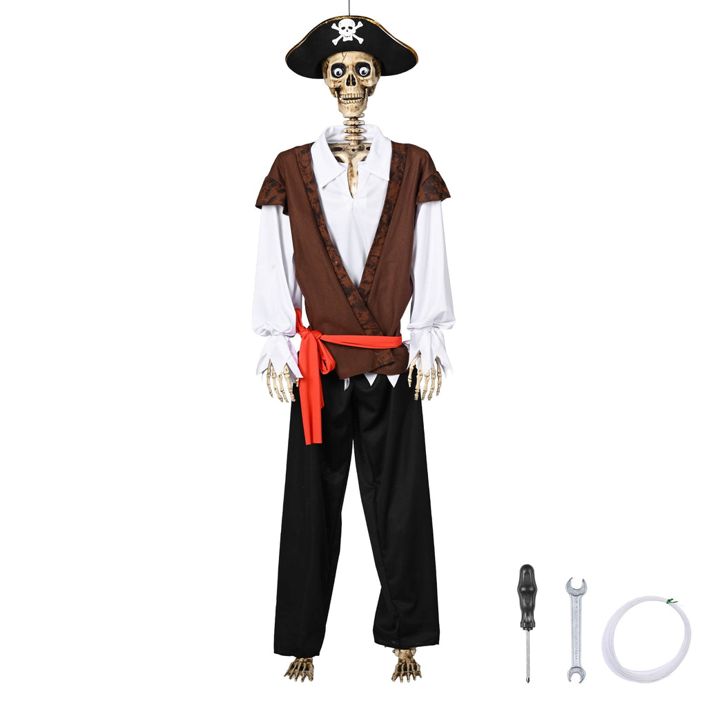 Yescom 5.6ft Halloween Pirate Captain Skeleton Life Size Human Bone Movable Joints Outdoor Decor 2026