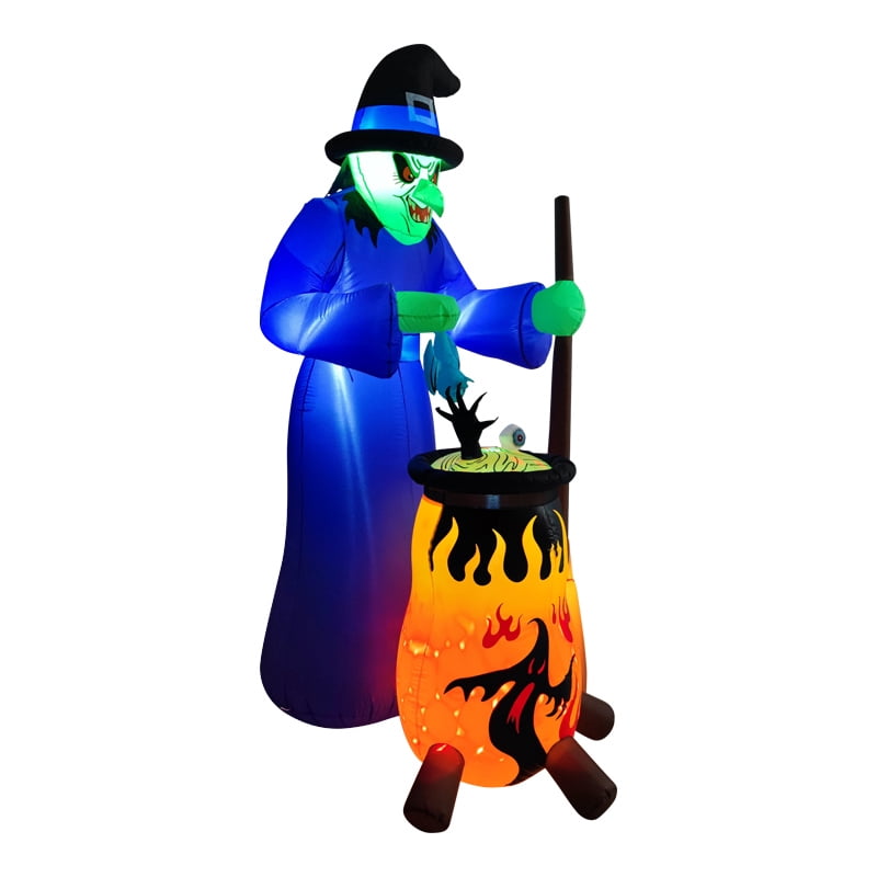 7.8 ft Halloween Inflatable Witch Outdoor Decoration, Blow-Up Witch with Built-in LED Lights, Halloween Yard Garden Lawn Holiday Party Decor