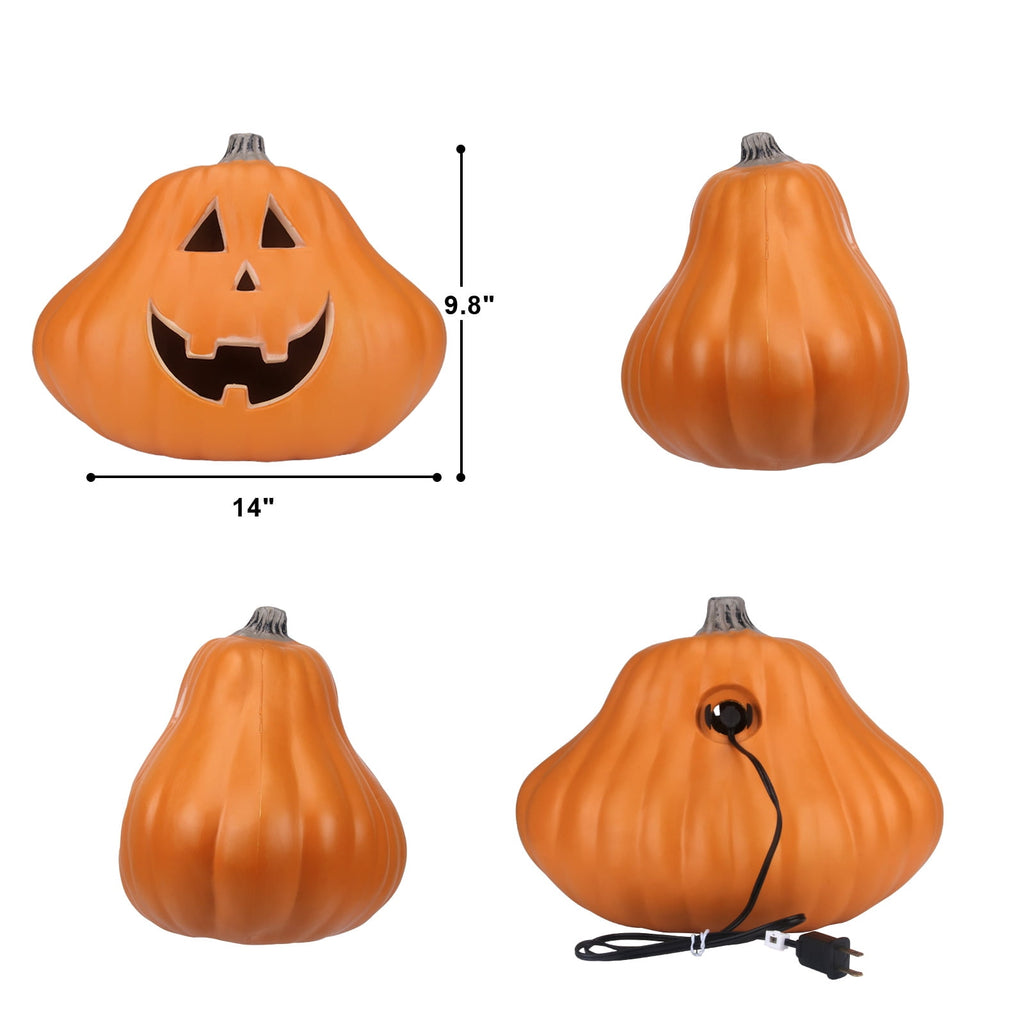 21in+12in LED Light Up Jack O Lantern Halloween Pumpkin Lights Indoor/Outdoor Holiday Festival Garden Patio Front Door Decor