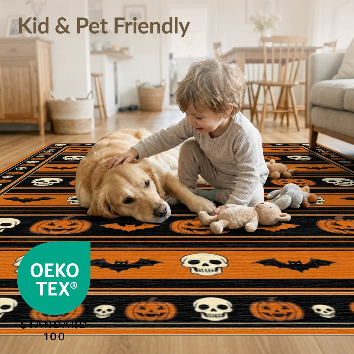 ODIKA Halloween October Phantom Gourd Flying Creature Fiber Doormat Stain Resistant Low Profile for Dorm Room, Small Living Apartment