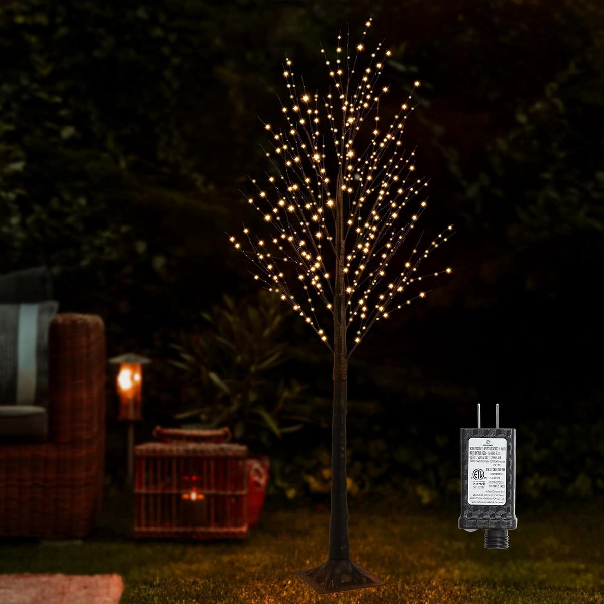 7FT Lighted Twig Tree, 600 Warm White LEDs