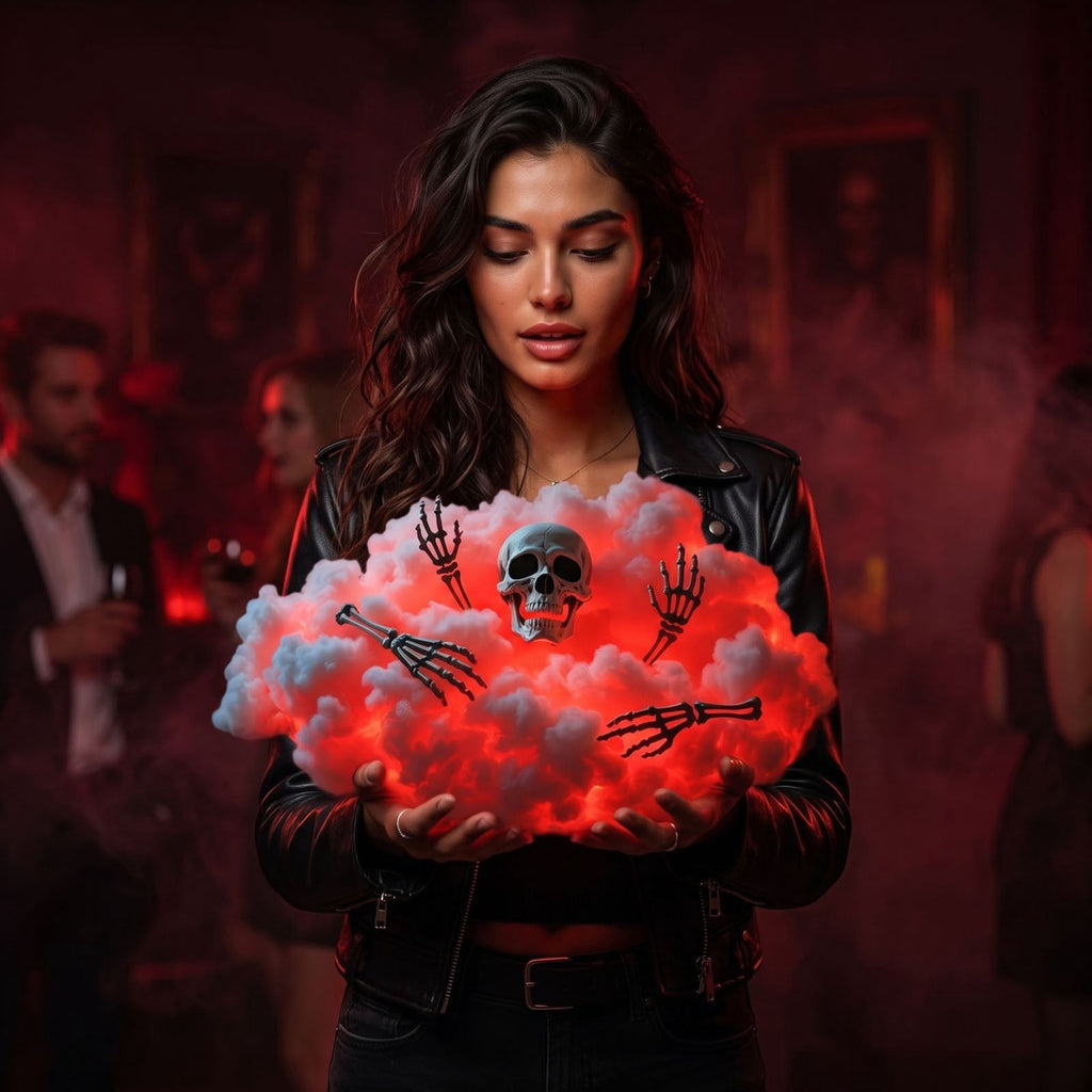 DIY Thundercloud Lamp Set with Interactive Skeleton Model - Unique LED Cloud Light for Atmospheric Decor, Features 4 Skeletal Hands and 1 Skull Head for Customizable Arrangements