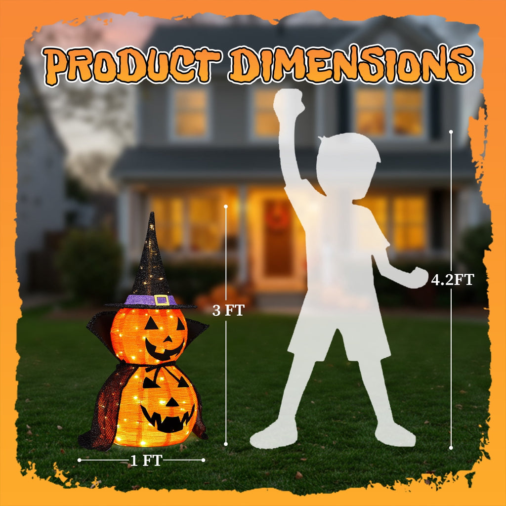 Yescom 5ft Halloween Pumpkins,Stacked Foldable,Jack O Lantern,LED Lights Party Outdoor Decorations 2026