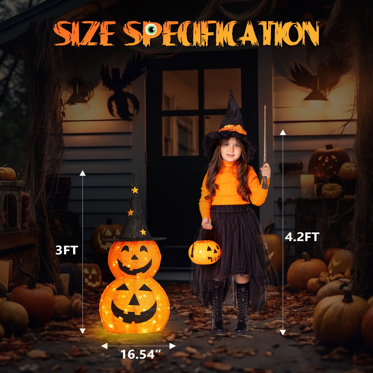 Ktaxon 3FT Pumpkins Halloween Lighted Pumpkin Outdoor Decoration for Holiday Lawn Garden Party,2Pcs