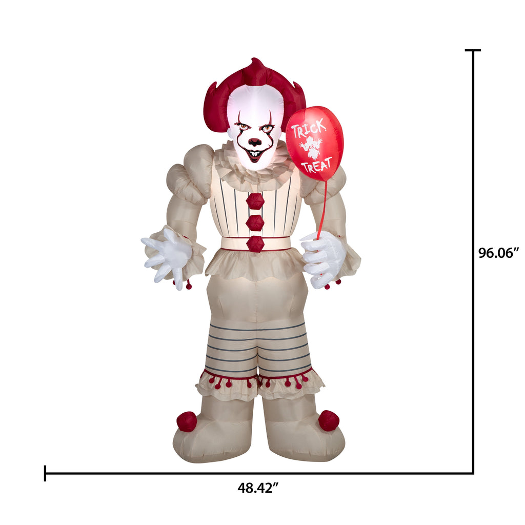 Warner Bros. 8 ft Pennywise Holding Red Balloon Halloween Yard Inflatable with LED Lights