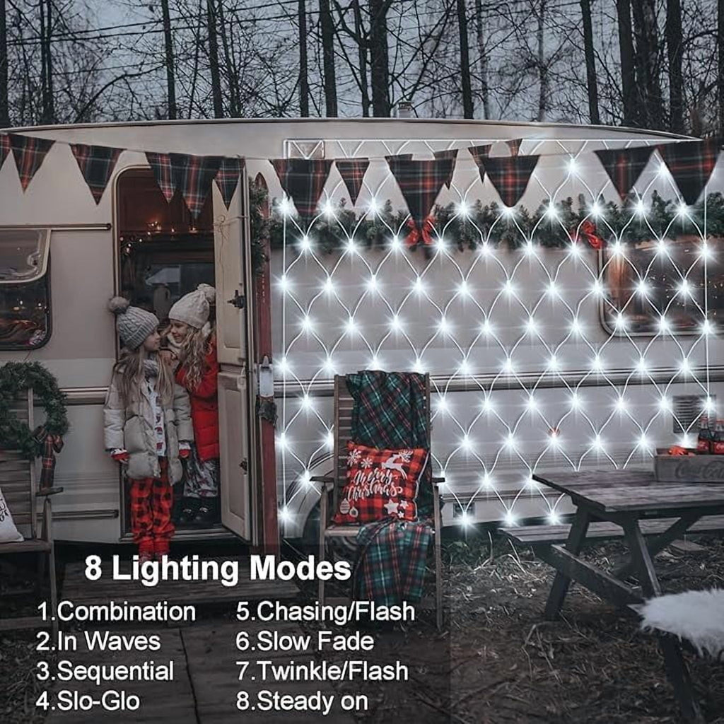 SHANJIA Garden Net Lights Battery Operated, 4mx6m 672LEDMesh Fairy String Lights Fairy Net Lights 8 Modes Waterproof Net Mesh String Lights for Garden Balcony Decor