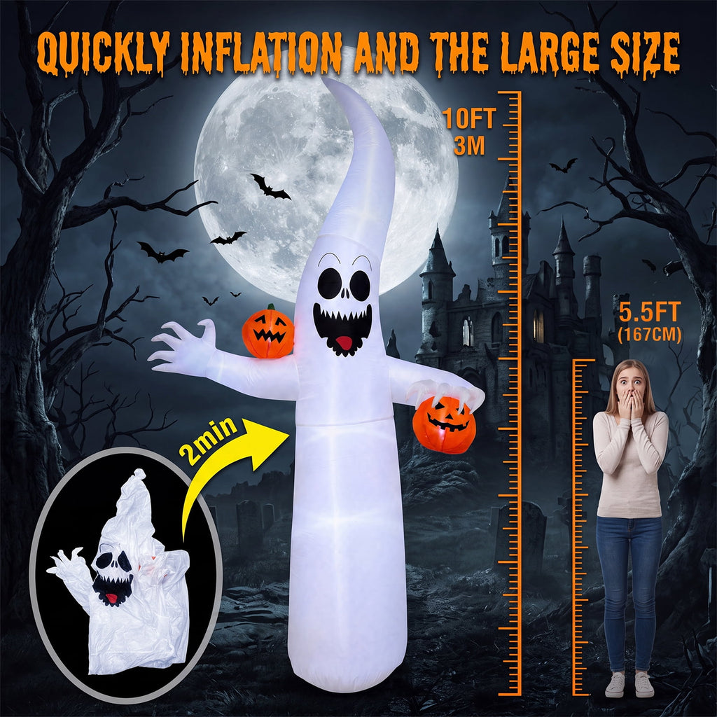 VETPW 10FT Large Halloween Inflatable Archway Decoration, Halloween Blow Up Lighted Archway with Ghost & Black Cat & Cornucopia, Trick & Treat Yard Garden Patio Lawn Outside Decor