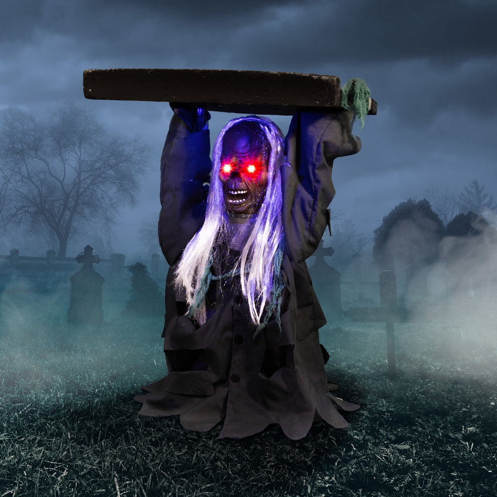 Haunted Hill Farm 30" Tombstone Lifter Animatronic, Halloween Decor, HHTOMBLIFT-4FLSA