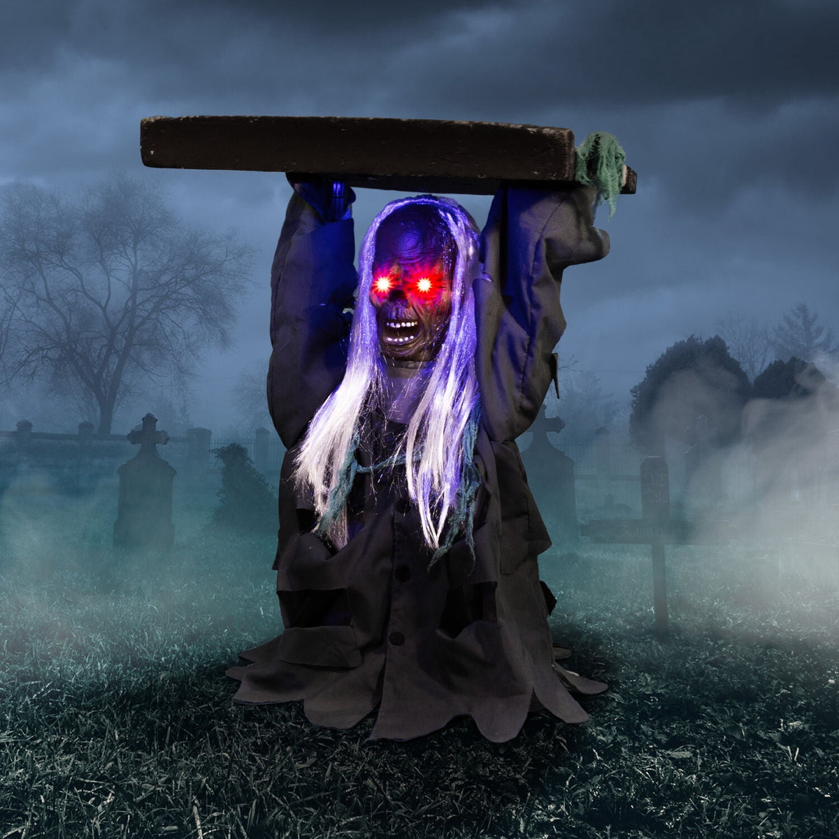 Haunted Hill Farm 30" Tombstone Lifter Animatronic, Halloween Decor, HHTOMBLIFT-4FLSA