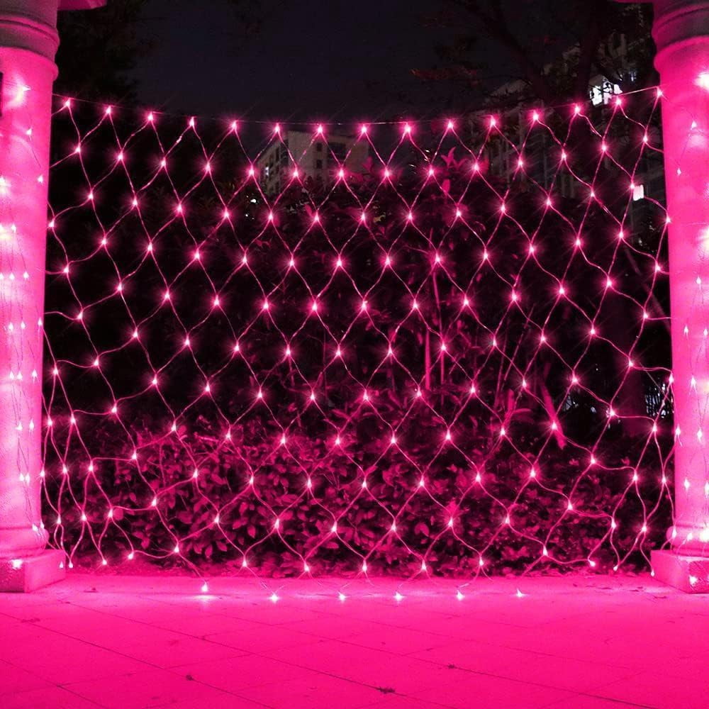 Garden Net Lights- Battery Operated 672 LED Waterproof Net Mesh Lights with 8 Modes- 6x4M Fairy String Lights for Outdoor Indoor Christmas Tree- Bush- Backyard- Garden- Party Décor.