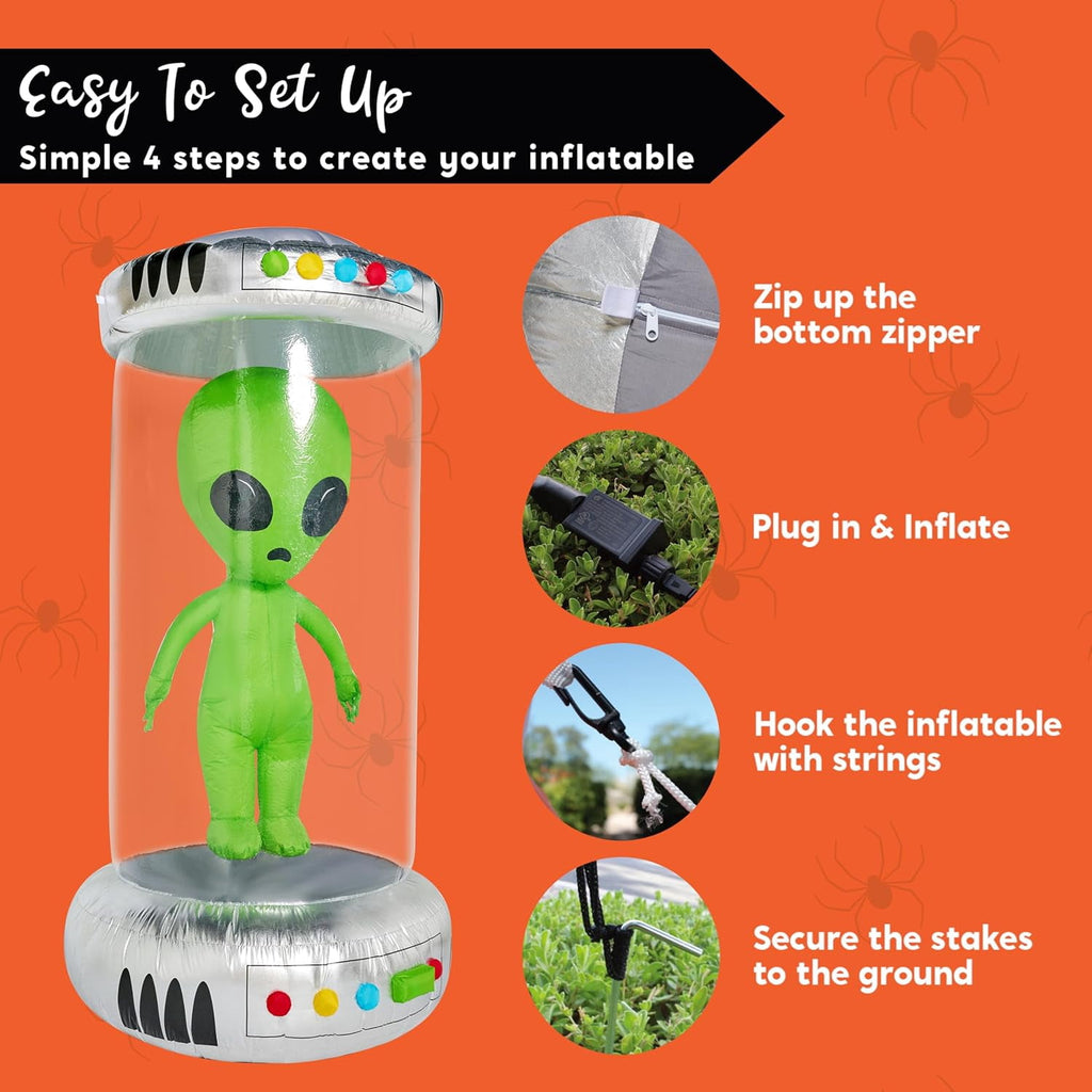 Joyfy 9 ft Halloween Inflatable UFO Alien Decoration with Built-in LEDs,UFO Halloween Decorations Outdoor Blow Up Yard Lawn Decoration