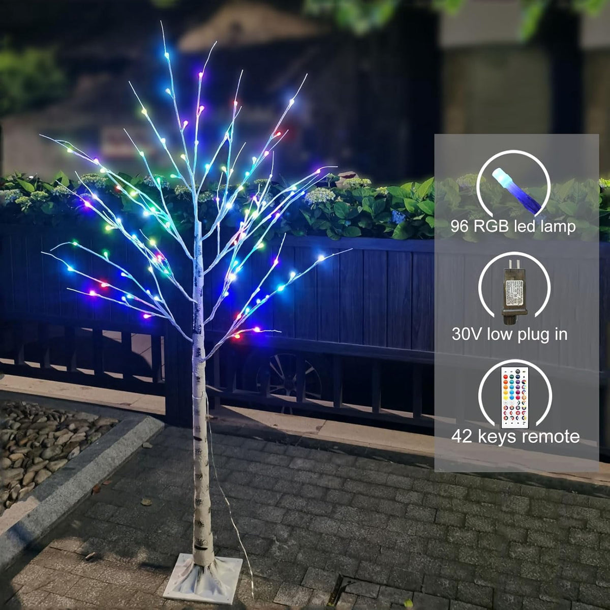6FT Lighted Birch Tree for Halloween Decorations, 35 Colors Birch Tree with 120 LED Lights Color Changing, White Trees with Multicolor Lights Remote Timer for Home Holiday Party Indoor Outdoor