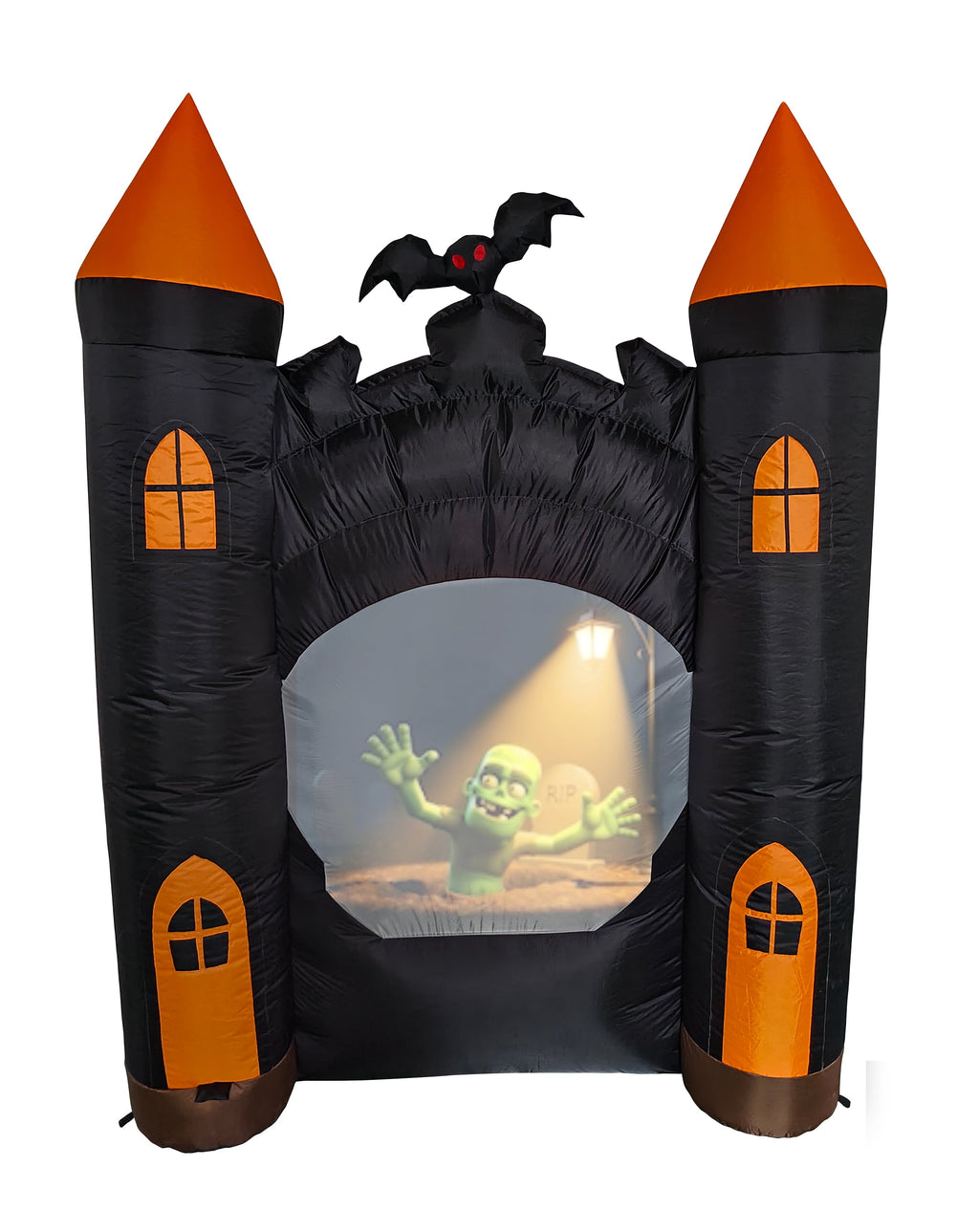 7 Ft Inflatable Haunted Castle with Built in Video Projector & Speaker, 63 Minutes of Halloween Animations & Spooky Music, Self Inflating Outdoor Halloween Yard Decoration