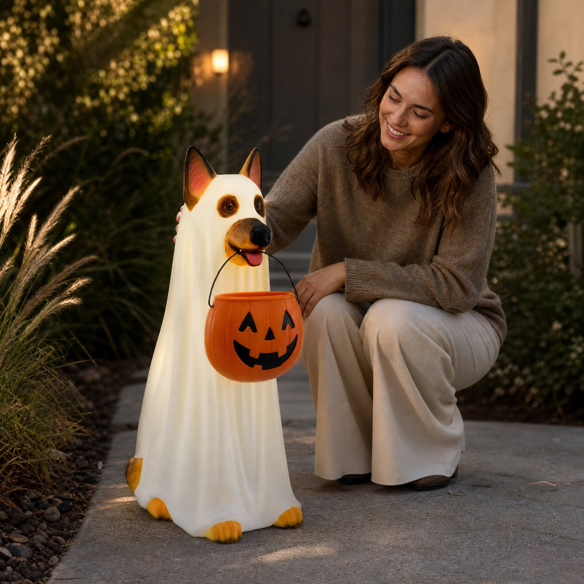 Clearance Halloween Giant Ground Breaking Skeleton Decor with LED Light-Up Moving Eyes, Scary Skull Stakes for Garden Lawn Holiday Party Decor