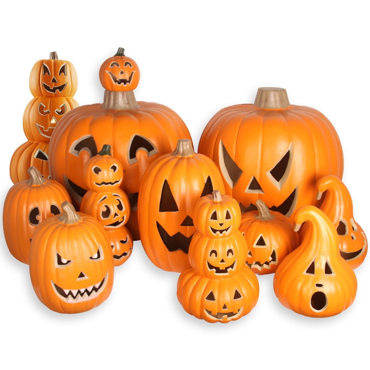 DUNCHATY LED Halloween Pumpkin Lights Set of 2, LED Pumpkin Decorations, Halloween Decor for Outdoor, Garden & Window (20"+21")