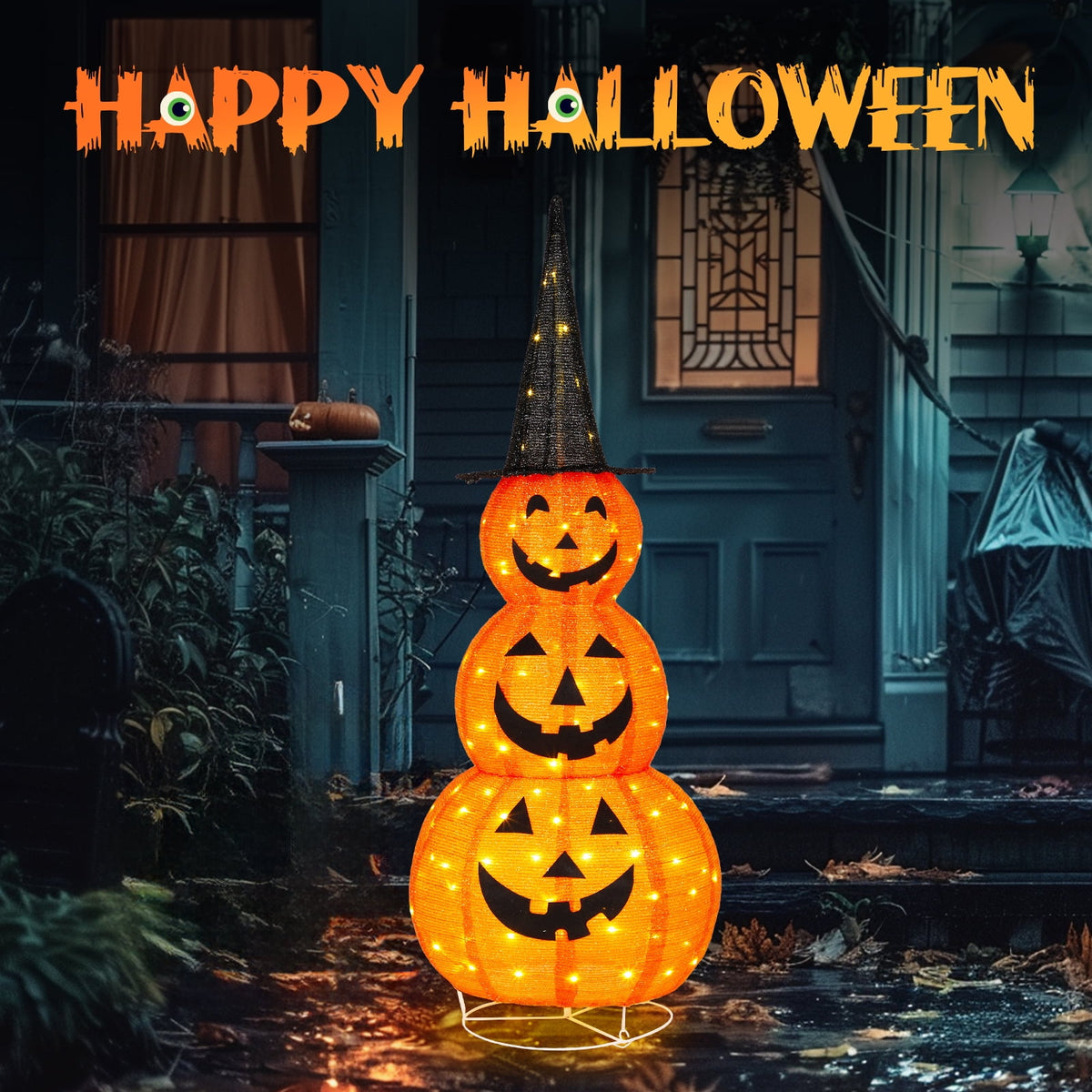 Ktaxon 3FT Pumpkins Halloween Lighted Pumpkin Outdoor Decoration for Holiday Lawn Garden Party,2Pcs