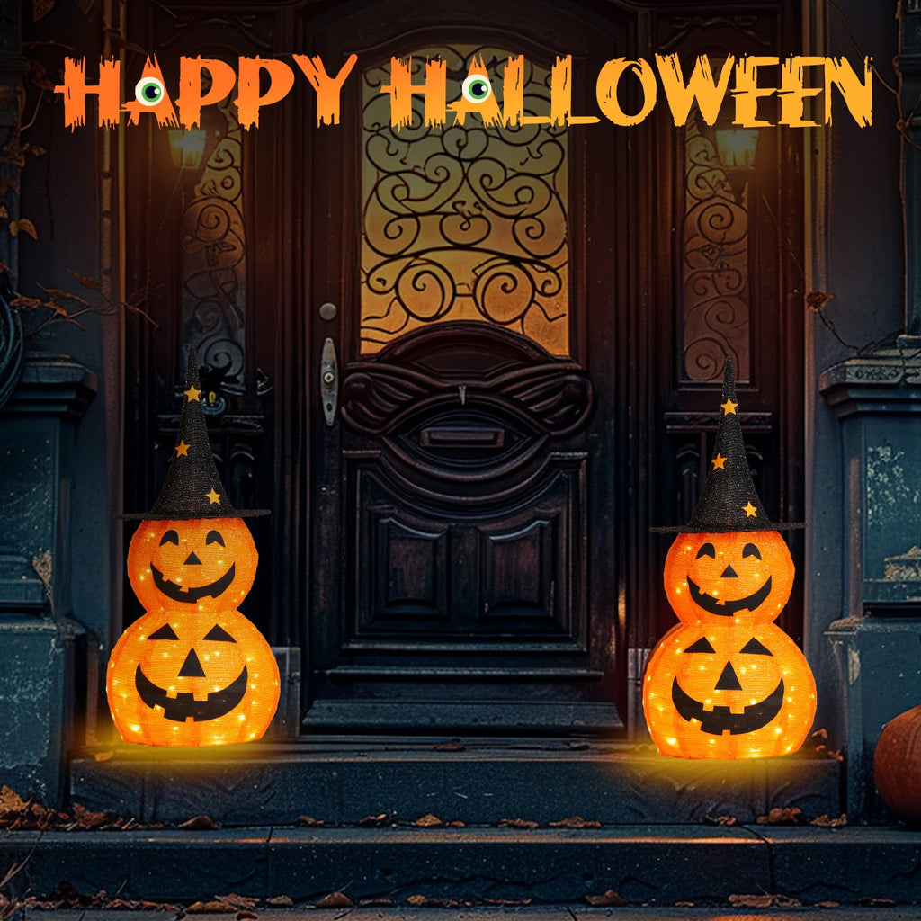 Ktaxon 3FT Pumpkins Halloween Lighted Pumpkin Outdoor Decoration for Holiday Lawn Garden Party,2Pcs