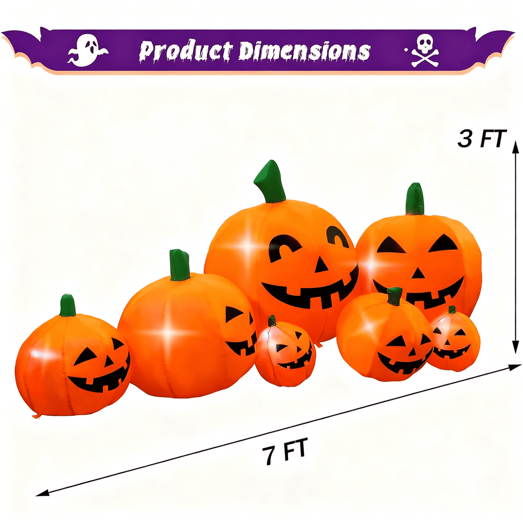 Halloween Inflatable Decoration with Built-in LED Lights for Yard Display