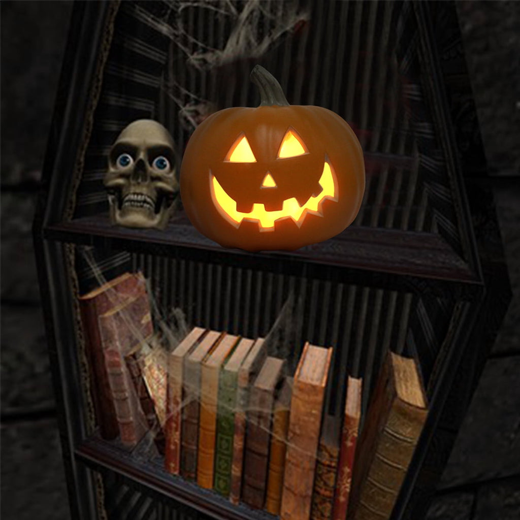 Gamexcel 10" + 14" Pre-Lit Jack O'Lanterns - Indoor/Outdoor Halloween Decorations for Party & Home, Lighted Pumpkin, 2 Pack, Orange