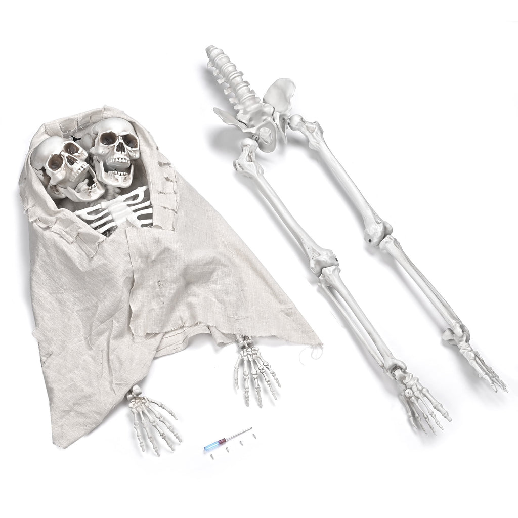 Yescom 5.6ft Halloween Pirate Captain Skeleton Life Size Human Bone Movable Joints Outdoor Decor 2026