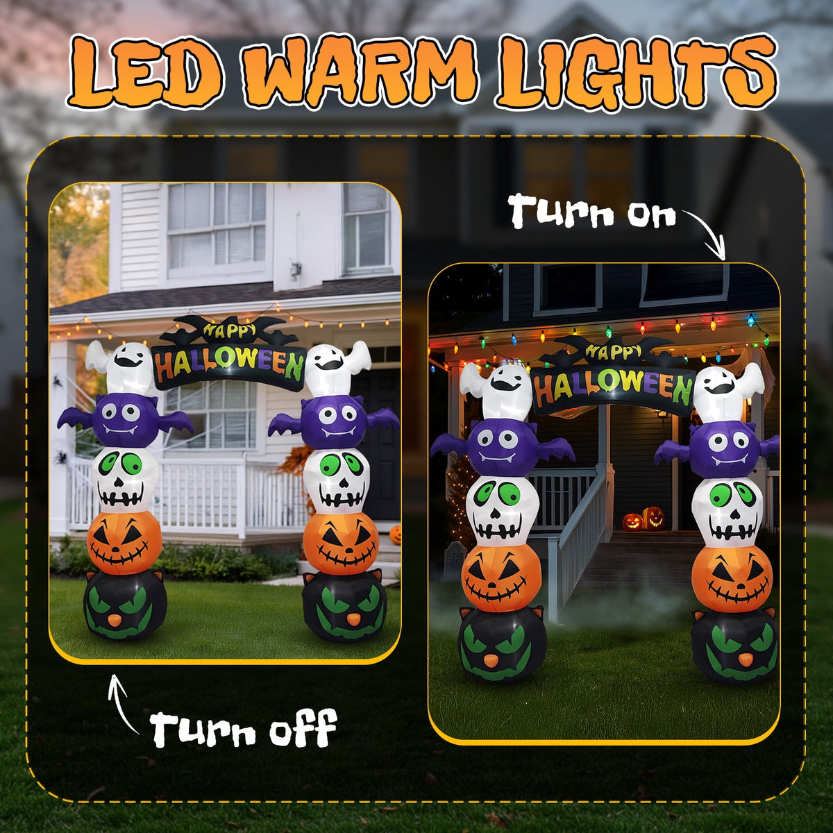 8.2FT Halloween Inflatable Pumpkin Archway with 7 LED Lights for Yard Display