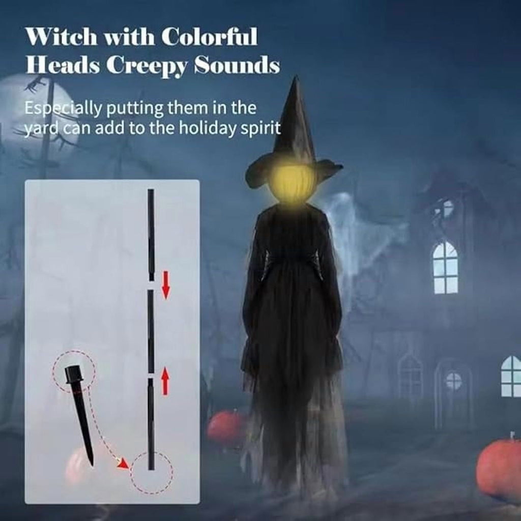 Halloween Decorations,Voice Control Induction Glowing Witches Holding Hands Witches 59Inch Light Up Witch for Yard Garden Outdoor Lawn Porch Haunted House Decor-3Pc