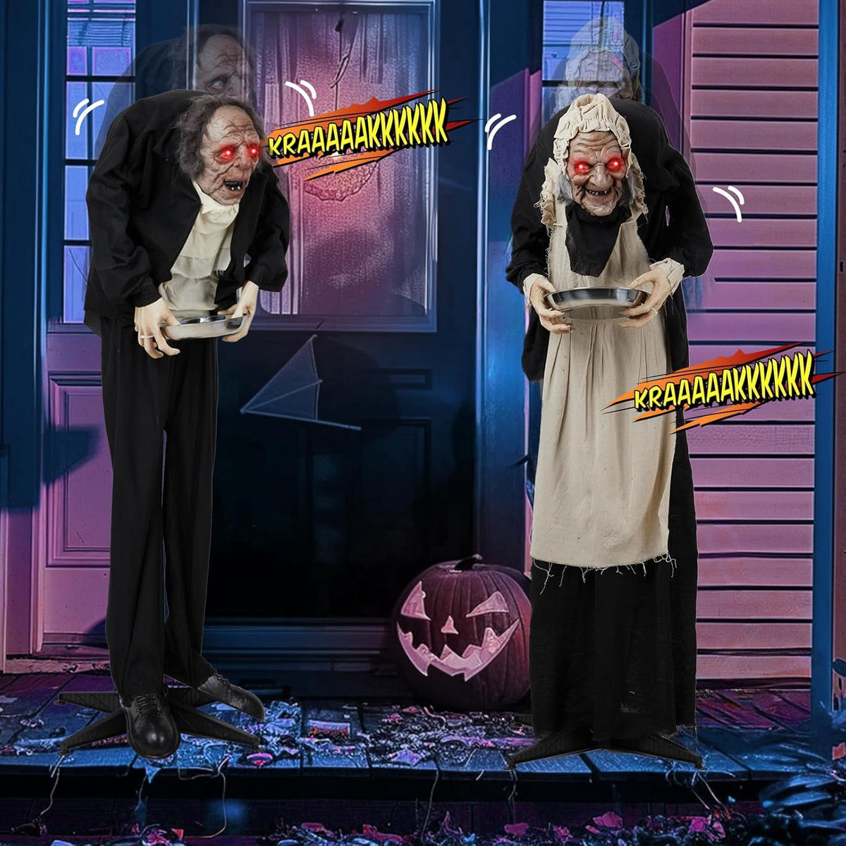 VINGLI Halloween Decor Animatronics Outdoor Decorations for Indoor Party Prop Lawn Patio Yard Decor House Garden, 5FT Grandma