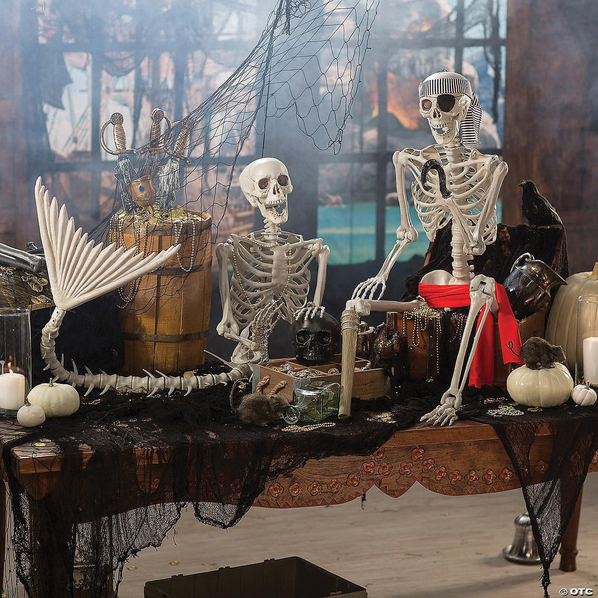 73" Life Size Mermaid Skeleton Halloween Decorations Outdoor - 6 Ft Posable Skeleton Decor for Indoor & Outdoor Halloween Props | Giant Plastic Skeleton for Yard, Porch & Party Display