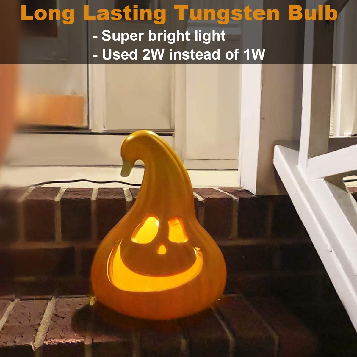 Gamexcel 21" LED Light-Up Jack O Lantern, Pre-lit Halloween Plastic Pumpkin Lights for Indoor/Outdoor Decoration - Angry Face