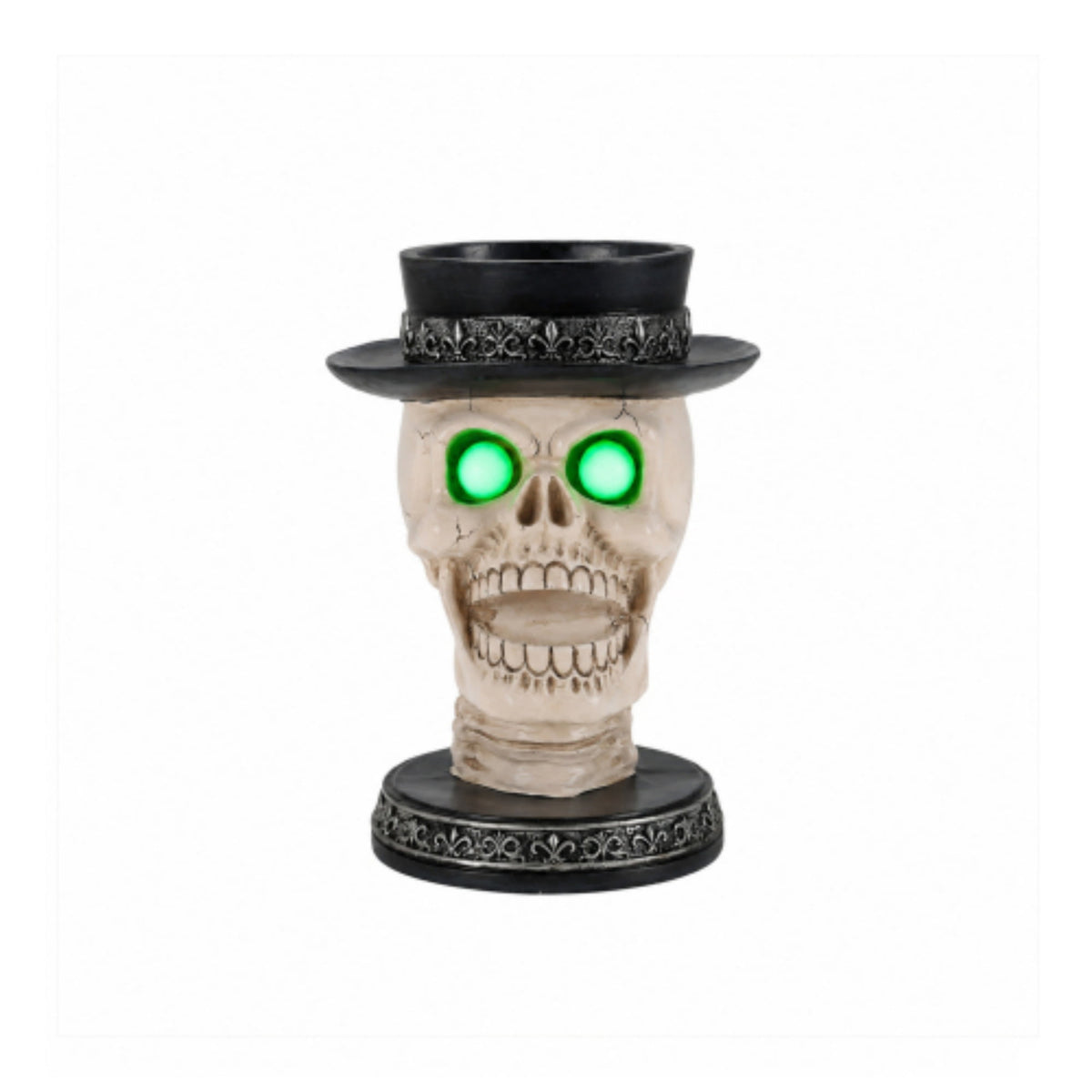 Halloween Skeleton Butler Floor Statue with Serving Tray & Realistic Black Cat, 35.43 Inch Gothic Resin Standing Decor for Entryway, Porch, Living Room, Halloween Party Home Decoration