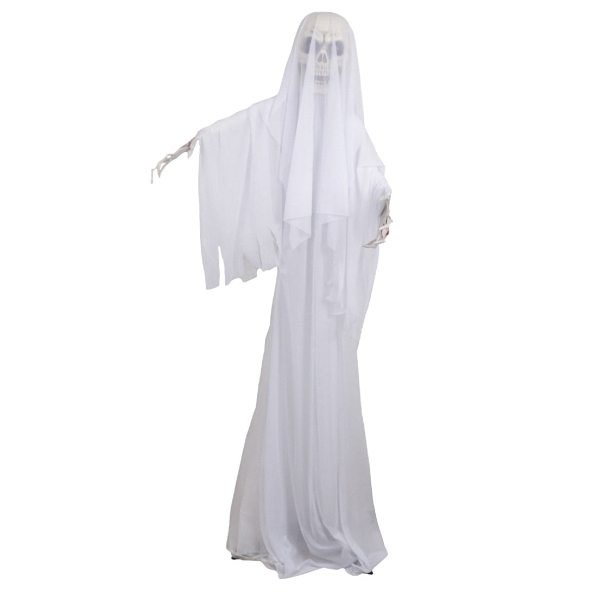 Halloween Ornament Scary Ghost Bride Figure with Sound Battery Operated Halloween Skeleton Decoration Creepy Haunted House Prop-White